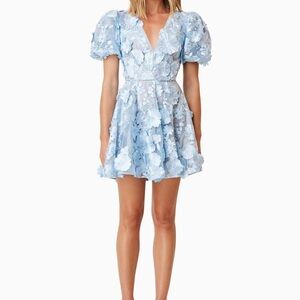 Elliatt Selene Floral Mini Dress in 3D Blue